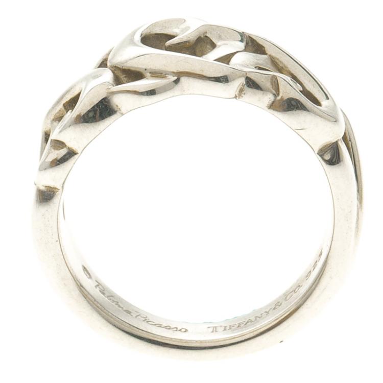 Pre Owned Tiffany & Co. Paloma Picasso Loving Heart Silver Ring Size 49