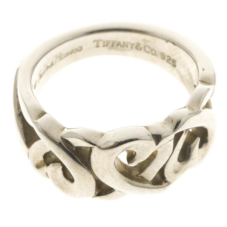 Pre Owned Tiffany & Co. Paloma Picasso Loving Heart Silver Ring Size 49