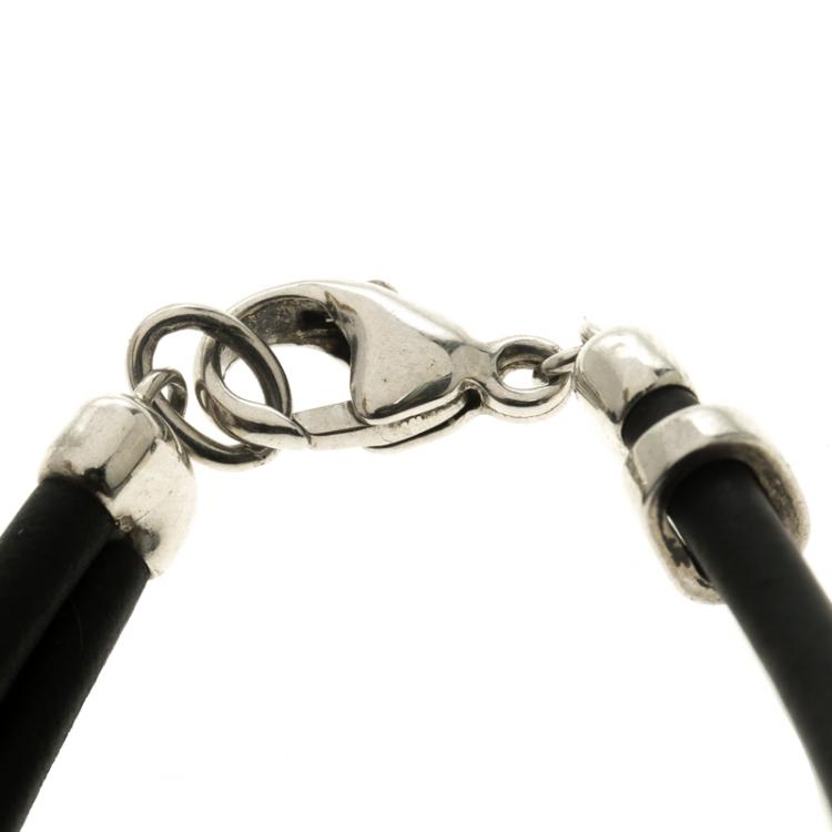 Pre Owned Tiffany & Co. Atlas Silver and Rubber Surfer Bracelet