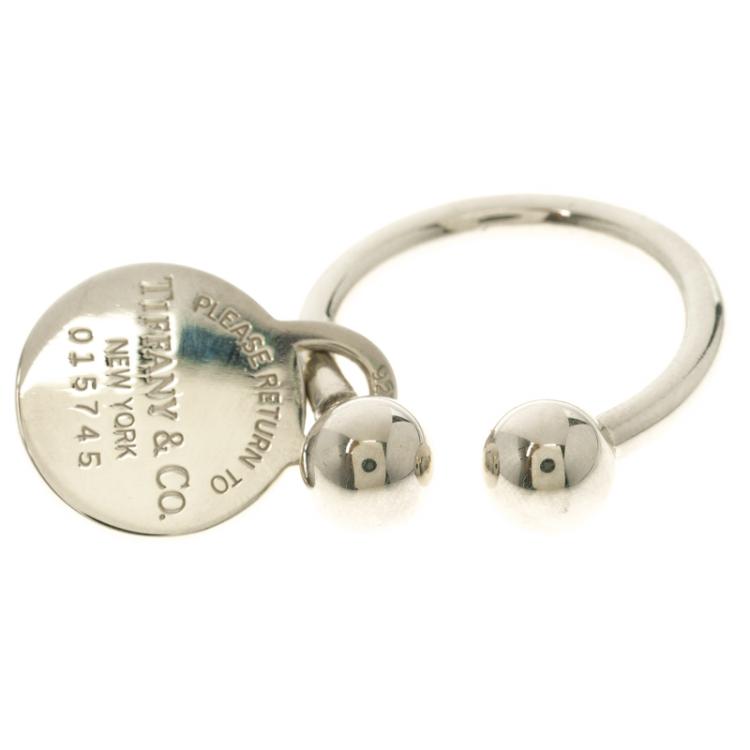 Pre Owned Tiffany & Co. Silver Heart Tag Keyring