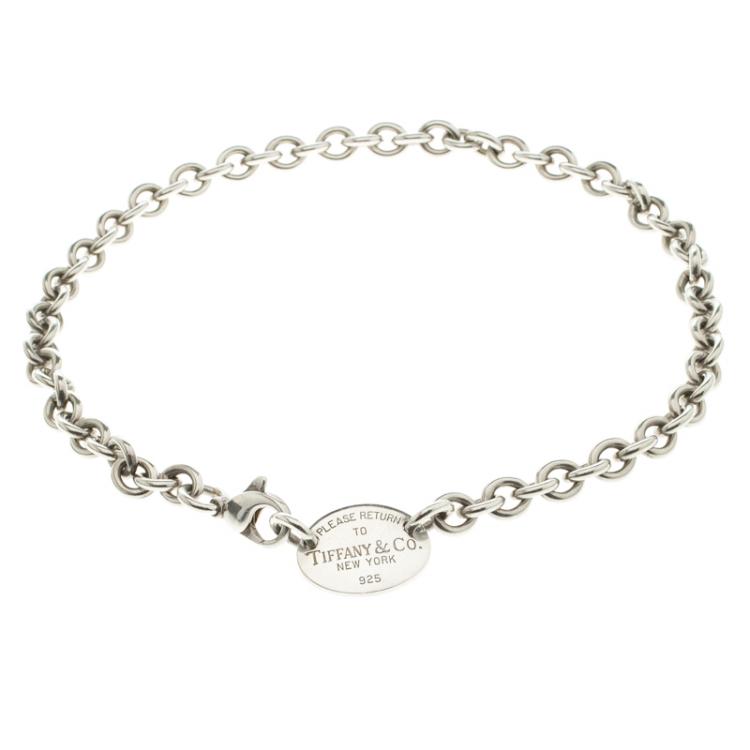Pre Owned Tiffany & Co Return To Tiffany Oval Tag Silver Necklace