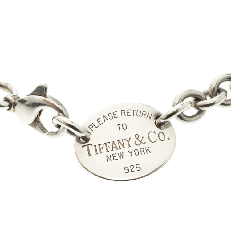 Pre Owned Tiffany & Co Return To Tiffany Oval Tag Silver Necklace