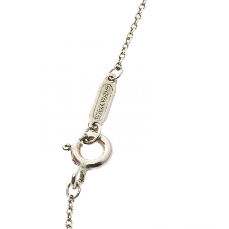 Pre Owned Tiffany Enchant Silver Round Intricate Pendant Necklace