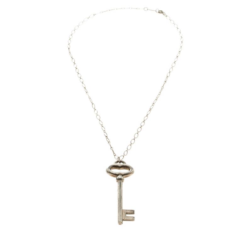 Pre Owned Tiffany & Co. Key Silver Pendant Necklace