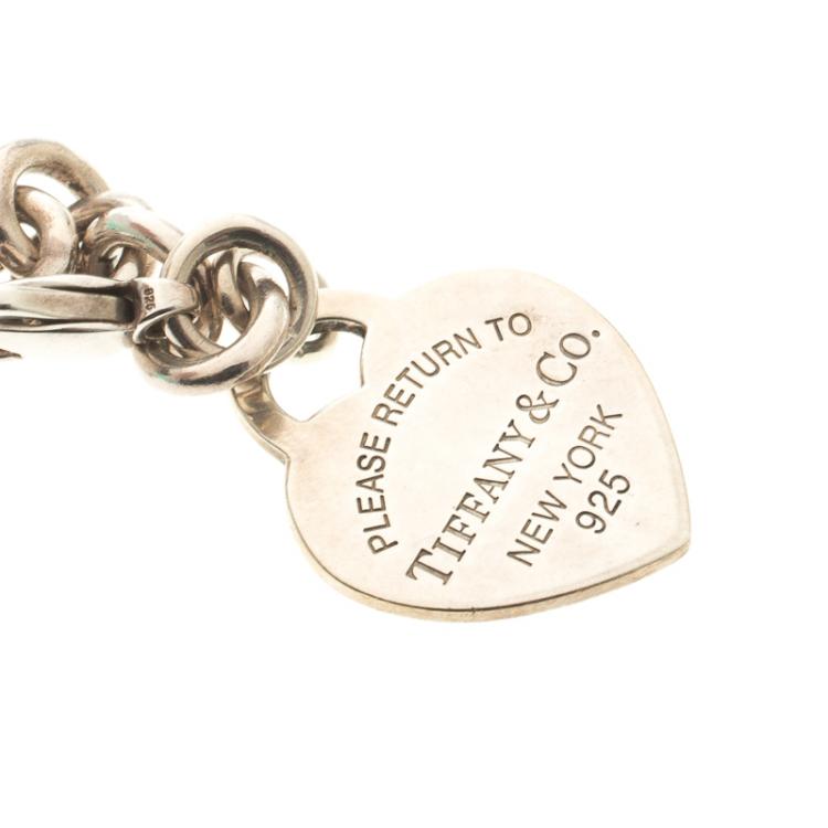 Pre Owned Tiffany & Co. Return To Tiffany Enamel Heart Tag Silver Bracelet 19cm