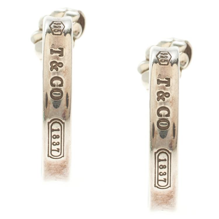 Pre Owned Tiffany & Co. 1837 Silver Hoop Earrings