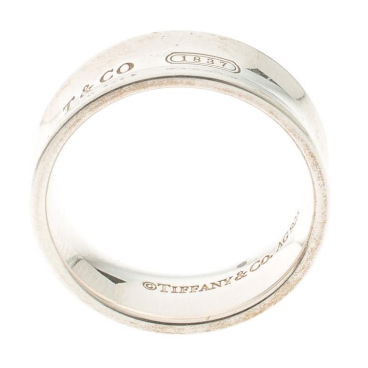 Pre Owned Tiffany & Co. 1837 Silver Band Ring Size 55