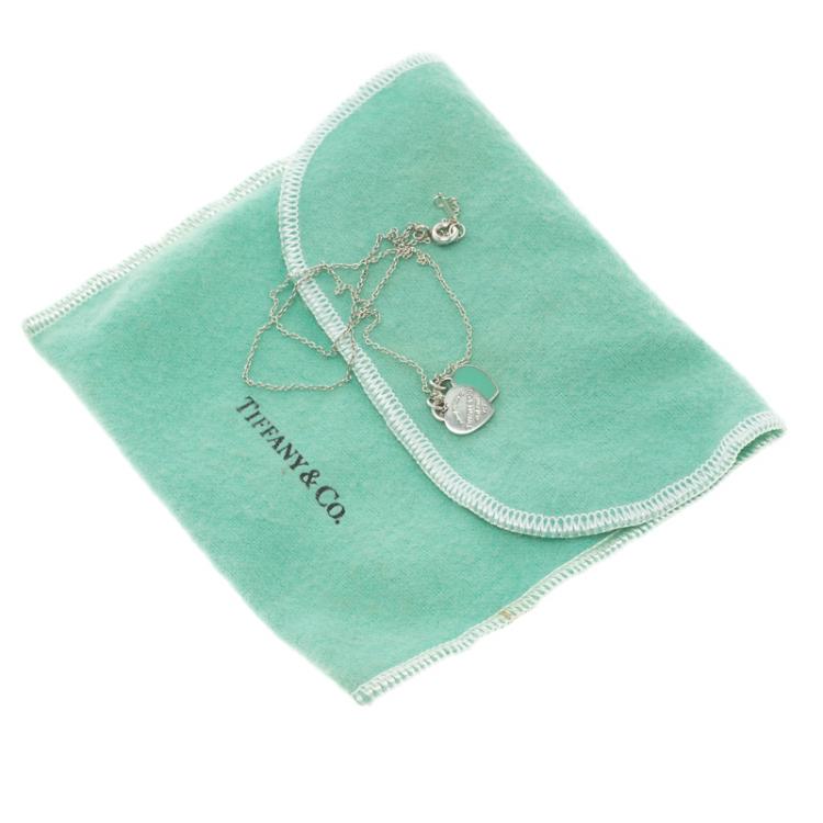 Pre Owned Tiffany & Co. Return To Tiffany Double Heart Tag Silver Chain Necklace