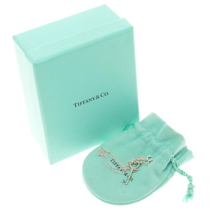 Pre Owned Tiffany & Co. Heart Key Silver Pendant Necklace