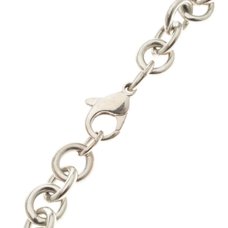 مملوكة مسبقًا Tiffany & Co. Plain Heart Tag Silver Chain Link Necklace