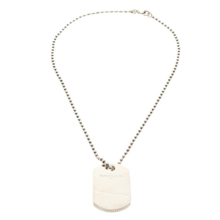 Pre Owned Tiffany & Co. Coin Edge Silver Tag Pendant Necklace