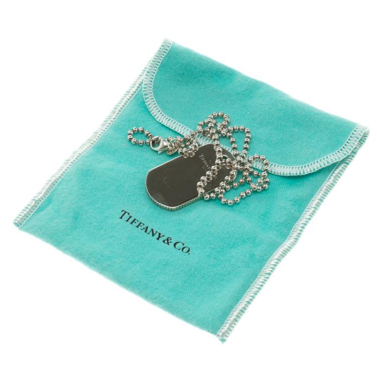 Pre Owned Tiffany & Co. Coin Edge Silver Tag Pendant Necklace