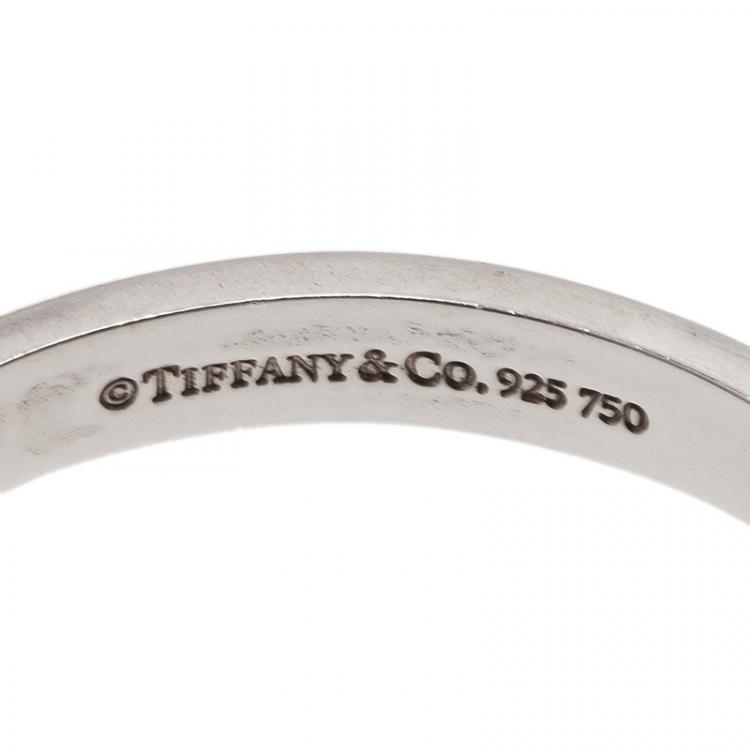 Pre Owned Tiffany & Co. Vintage Lock Silver and Gold Bangle Bracelet