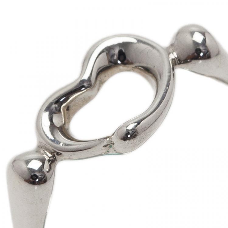 Pre Owned Tiffany & Co. Elsa Peretti Open Heart Silver Ring Size 49
