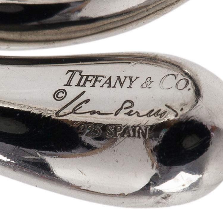 Pre Owned Tiffany & Co. Elsa Peretti Teardrop Silver Ring Size 49