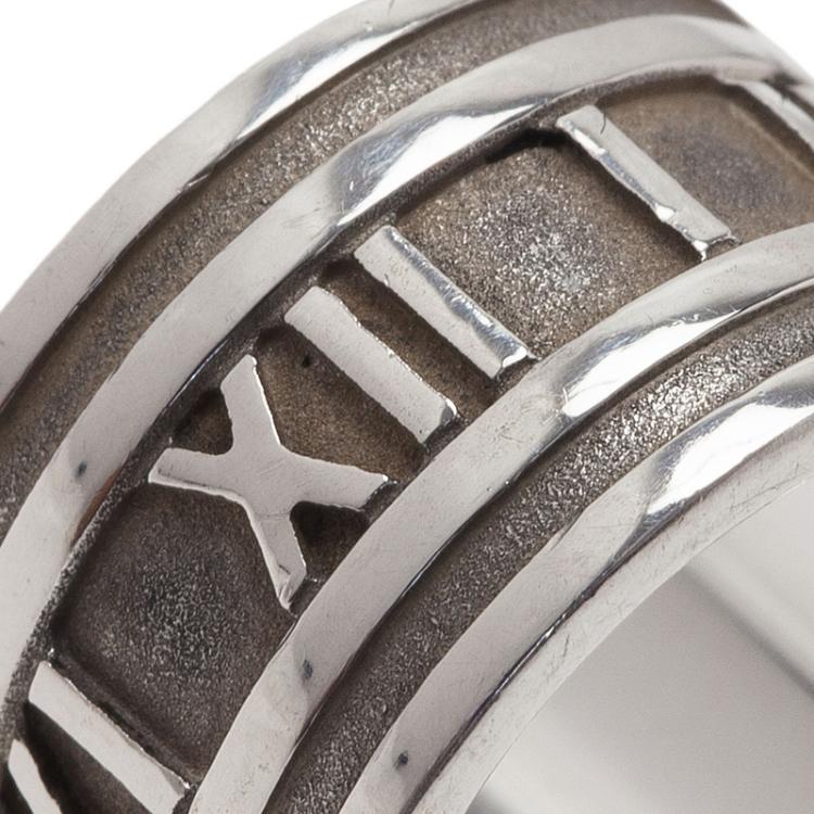 Pre Owned Tiffany & Co. Atlas Silver Band Ring Size 50
