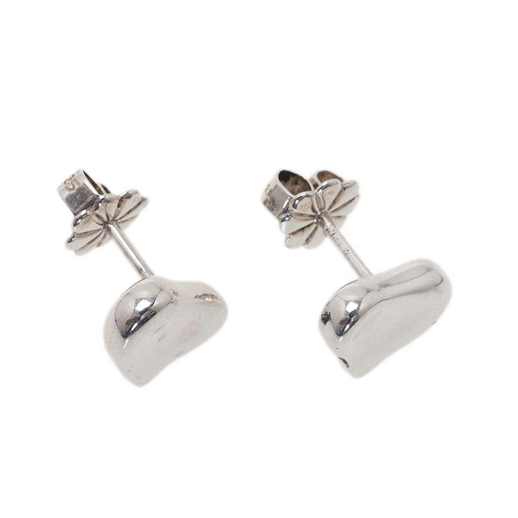 Pre Owned Tiffany & Co. Elsa Peretti Full Heart Silver Stud Earrings