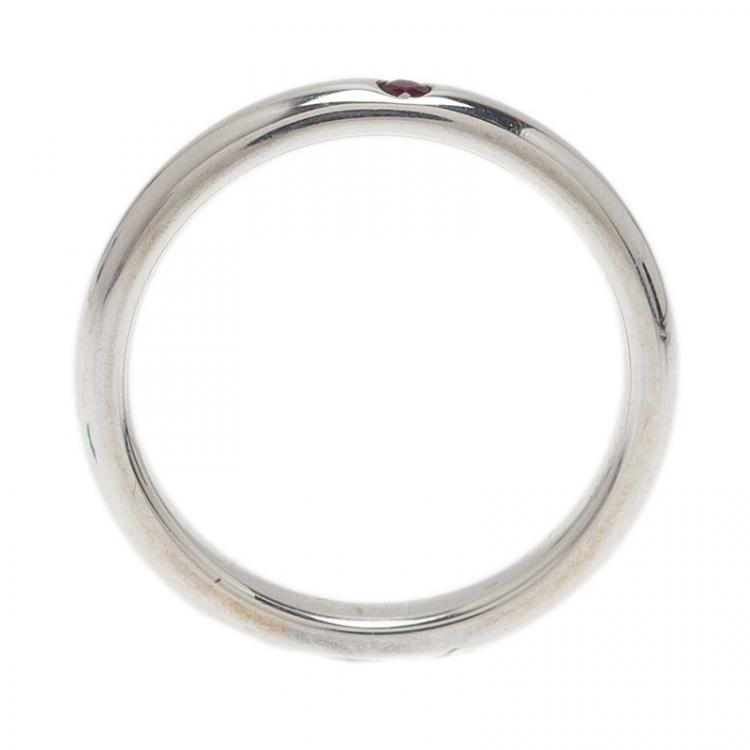Pre Owned Tiffany & Co. Elsa Peretti Red Ruby Silver Band Ring Size 50.5