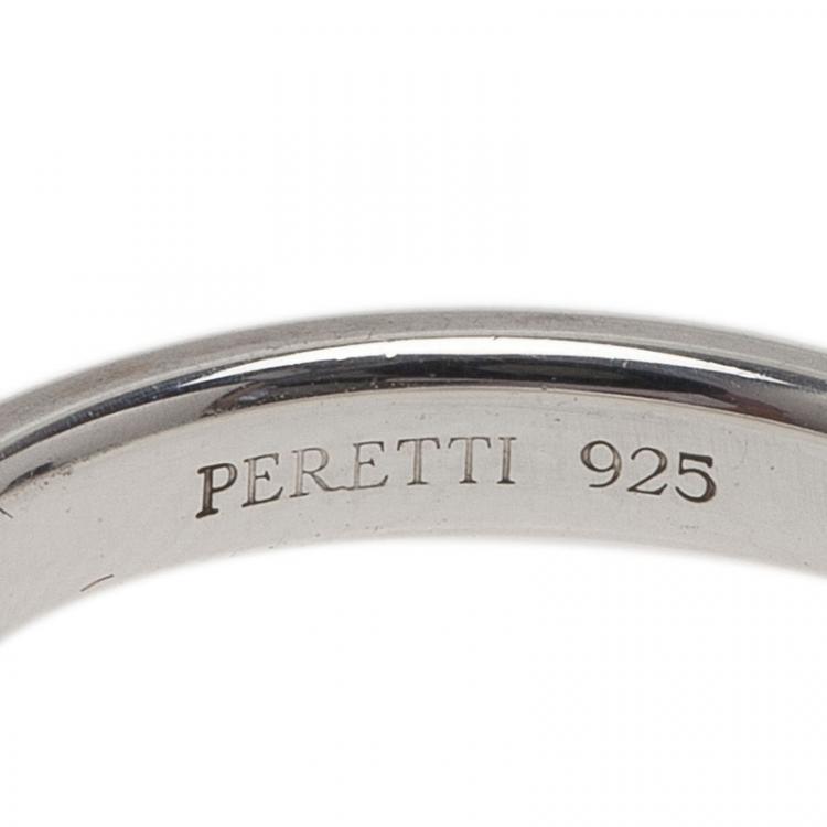 Pre Owned Tiffany & Co. Elsa Peretti Red Ruby Silver Band Ring Size 50.5