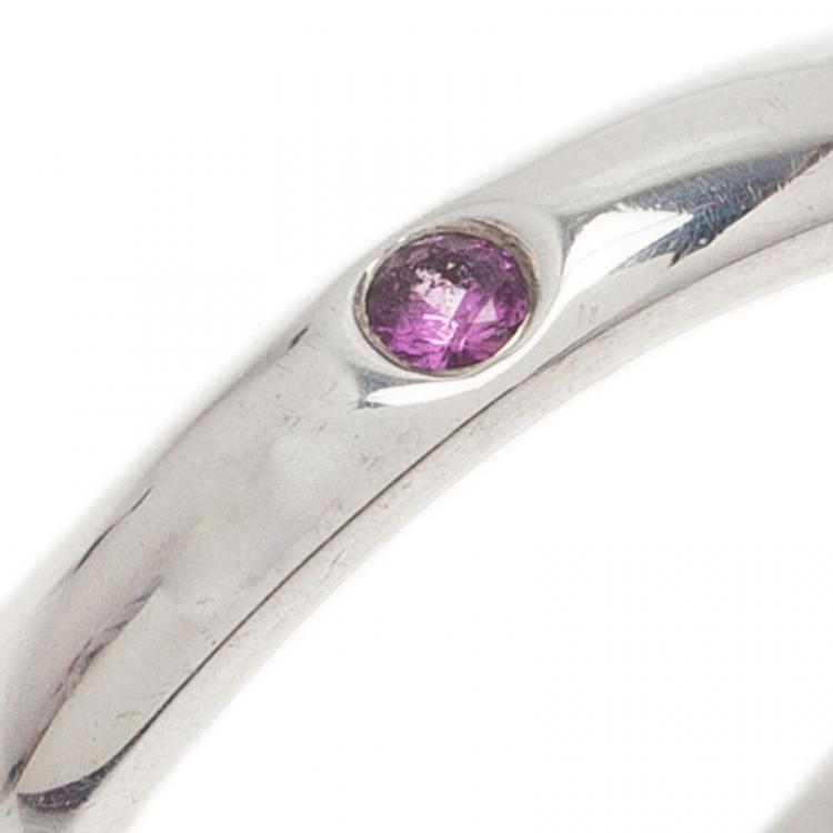 Pre Owned Tiffany & Co. Elsa Peretti Pink Sapphire Silver Band Ring Size 50.5
