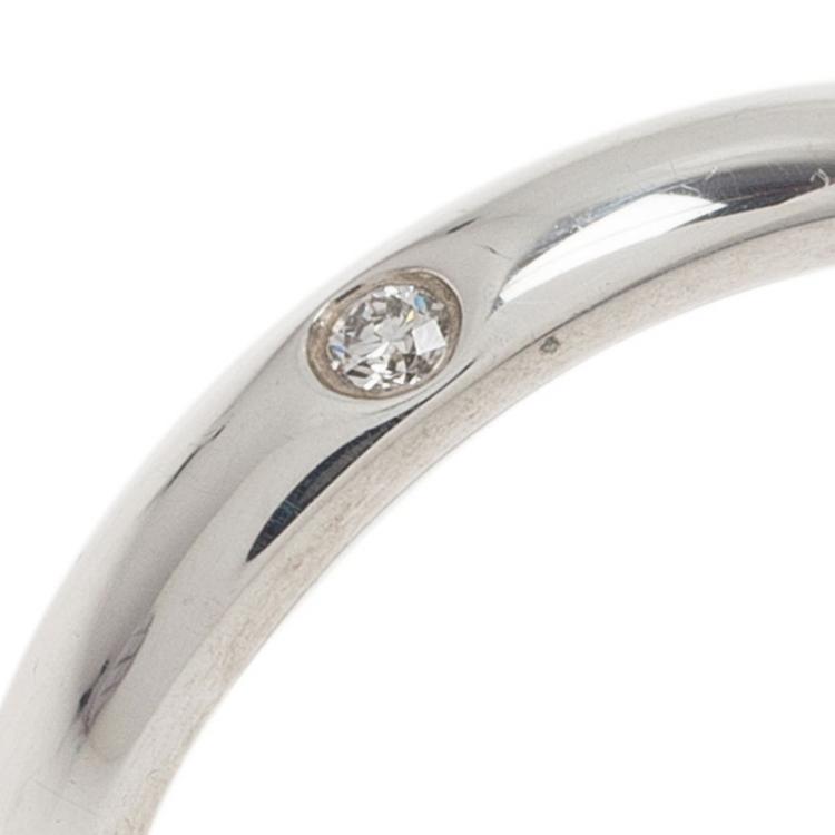 Pre Owned Tiffany & Co. Elsa Peretti Diamond Silver Band Ring Size 50.5