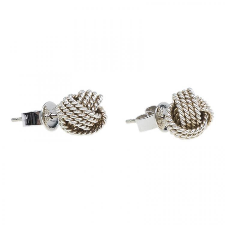 مملوكة مسبقًا Tiffany & Co. Tiffany Twist Knot Silver Stud Earrings 