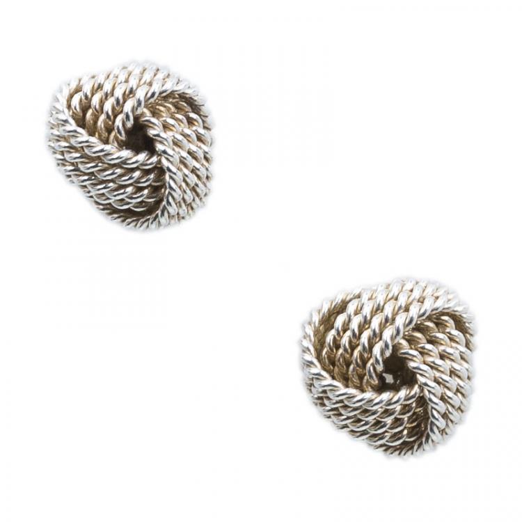 مملوكة مسبقًا Tiffany & Co. Tiffany Twist Knot Silver Stud Earrings 