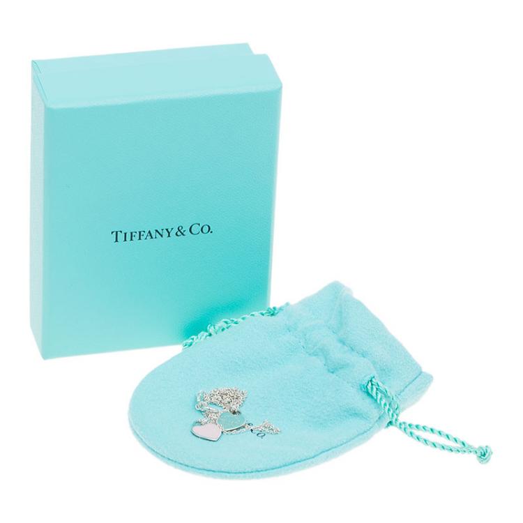 Pre Owned Tiffany & Co. Return To Tiffany Double Heart Tag Pink Pendant Necklace
