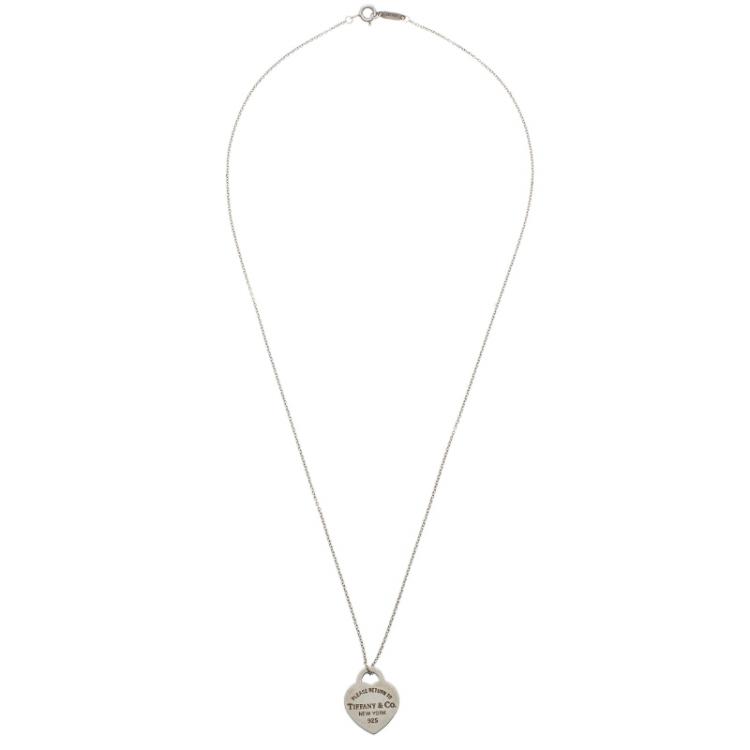 مملوكة مسبقًا Tiffany & Co. Return To Tiffany Silver Heart Pendant Necklace Medium 