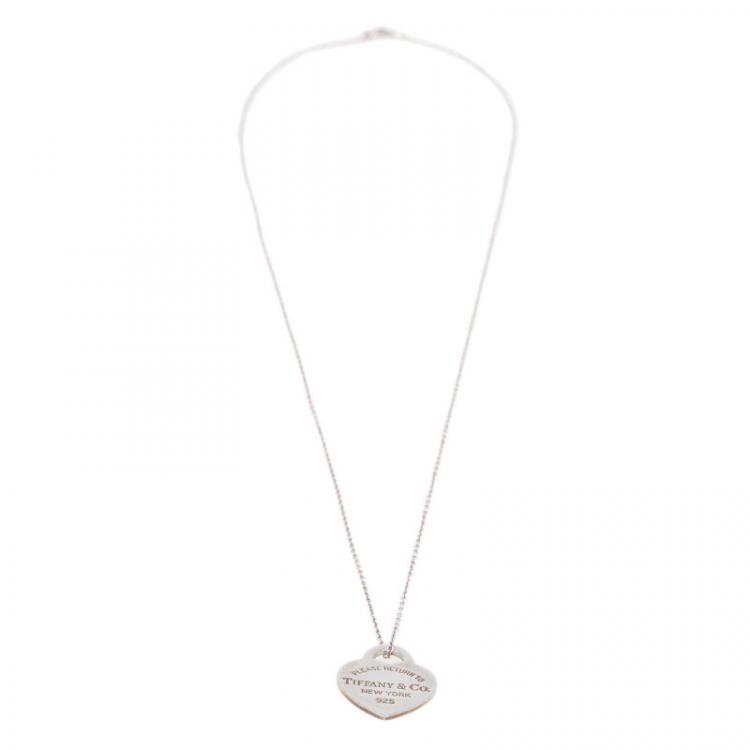 مملوكة مسبقًا Tiffany & Co. Return To Tiffany Silver Heart Pendant Necklace Medium 