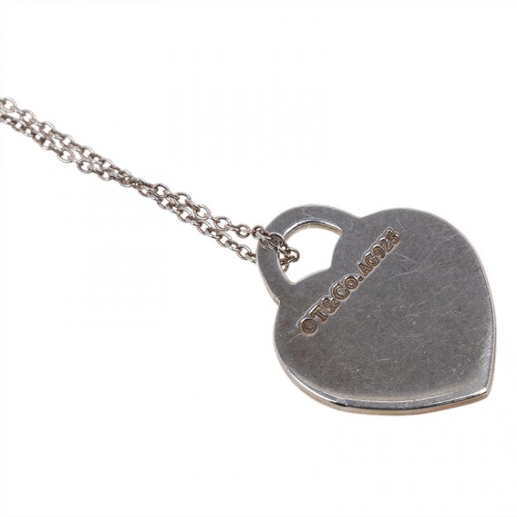 مملوكة مسبقًا Tiffany & Co. Return To Tiffany Silver Heart Pendant Necklace Medium 