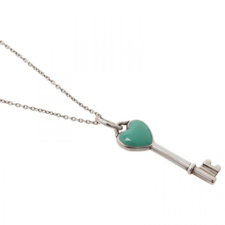 Pre Owned Tiffany & Co. Tiffany Keys Heart Key Silver Charm Necklace