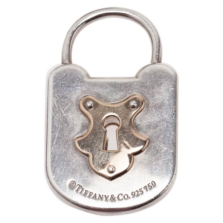 Pre Owned Tiffany & Co. Lock Yellow Gold and Silver Pendant 