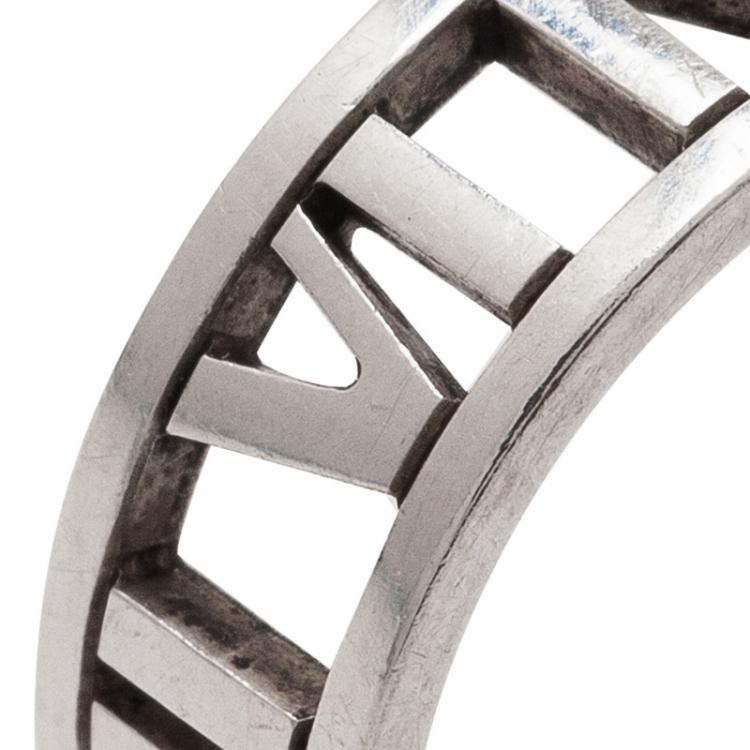 Pre Owned Tiffany & Co. Atlas Silver Open Band Ring Size 51