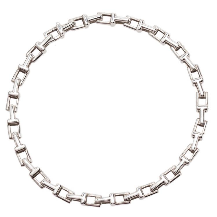Pre Owned Tiffany & Co. Tiffany T Sterling Silver Narrow Chain Bracelet