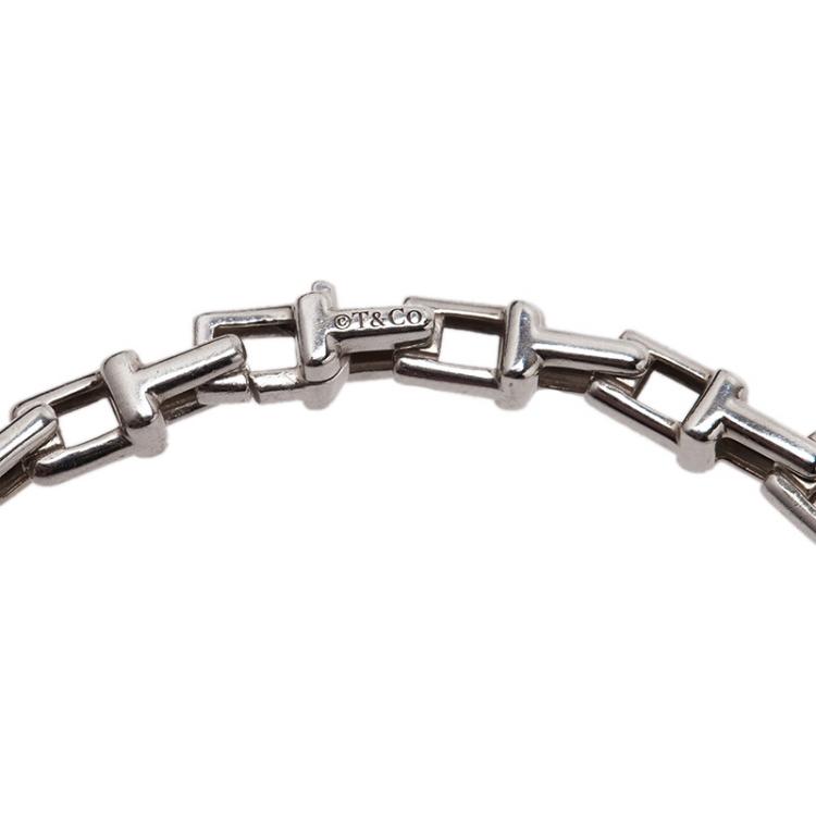 Pre Owned Tiffany & Co. Tiffany T Sterling Silver Narrow Chain Bracelet