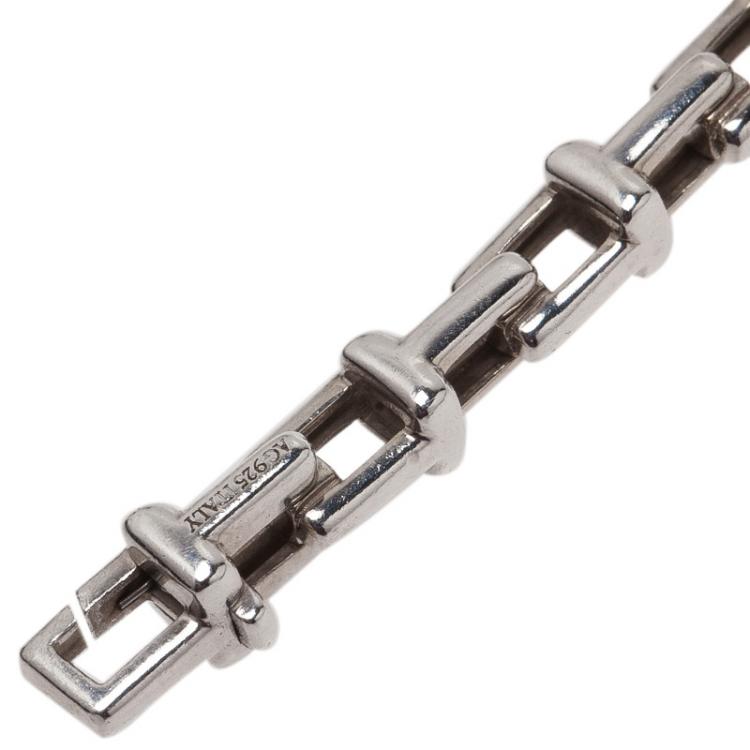 Pre Owned Tiffany & Co. Tiffany T Sterling Silver Narrow Chain Bracelet