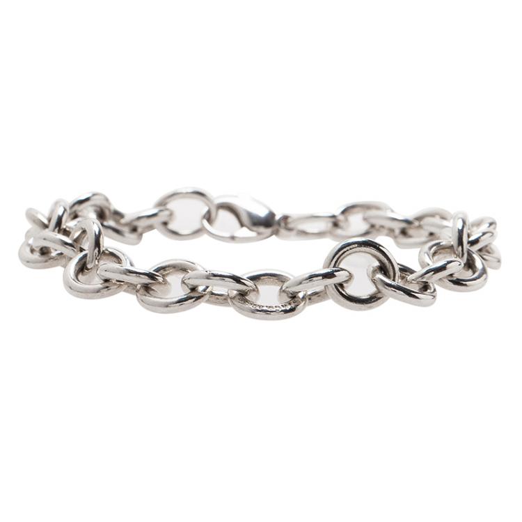Pre Owned Tiffany & Co. Large Round Link Silver Bracelet
