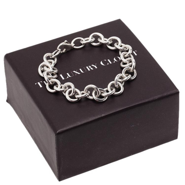 Pre Owned Tiffany & Co. Large Round Link Silver Bracelet
