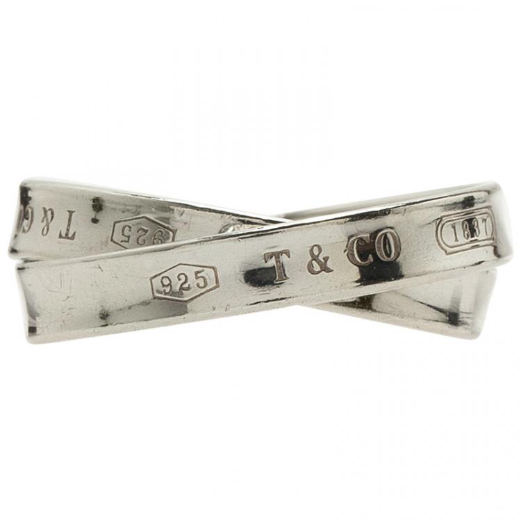 Pre Owned Tiffany & Co. 1837 Interlocking Circles Silver Ring Size 57