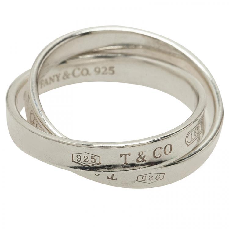 Pre Owned Tiffany & Co. 1837 Interlocking Circles Silver Ring Size 57