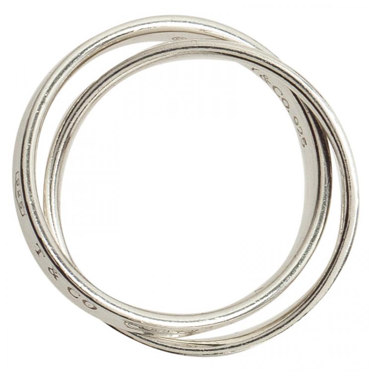 Pre Owned Tiffany & Co. 1837 Interlocking Circles Silver Ring Size 57