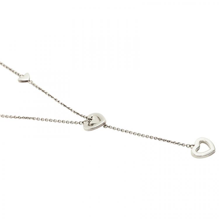 Pre Owned Tiffany & Co. Heart Link Lariat Silver Necklace