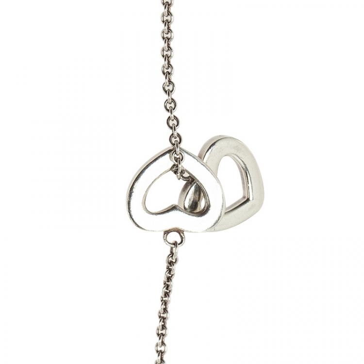 Pre Owned Tiffany & Co. Heart Link Lariat Silver Necklace