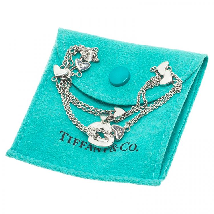 Pre Owned Tiffany & Co. Heart Link Lariat Silver Necklace