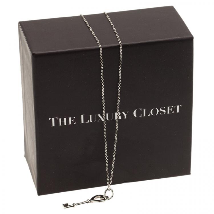 Pre Owned Tiffany & Co. Heart Key Mini Pendant Silver Necklace