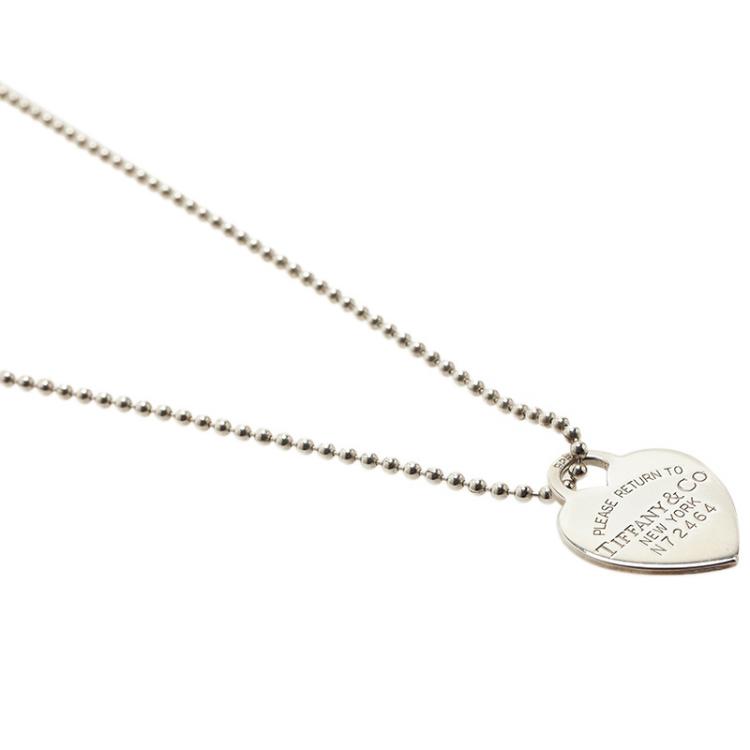 Pre Owned Tiffany & Co. Return To Tiffany Heart Tag Silver Long Necklace 