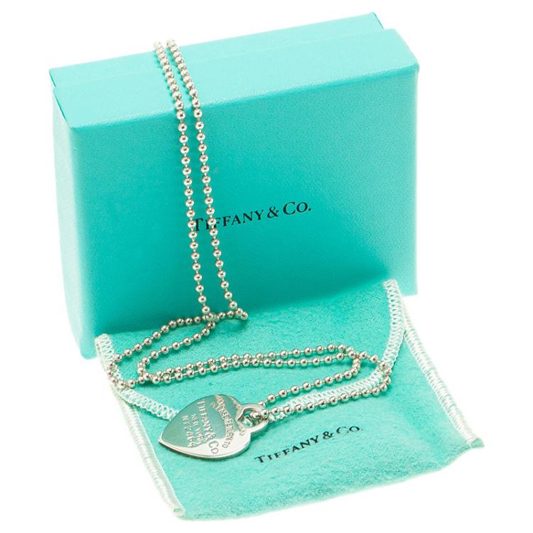 Pre Owned Tiffany & Co. Return To Tiffany Heart Tag Silver Long Necklace 