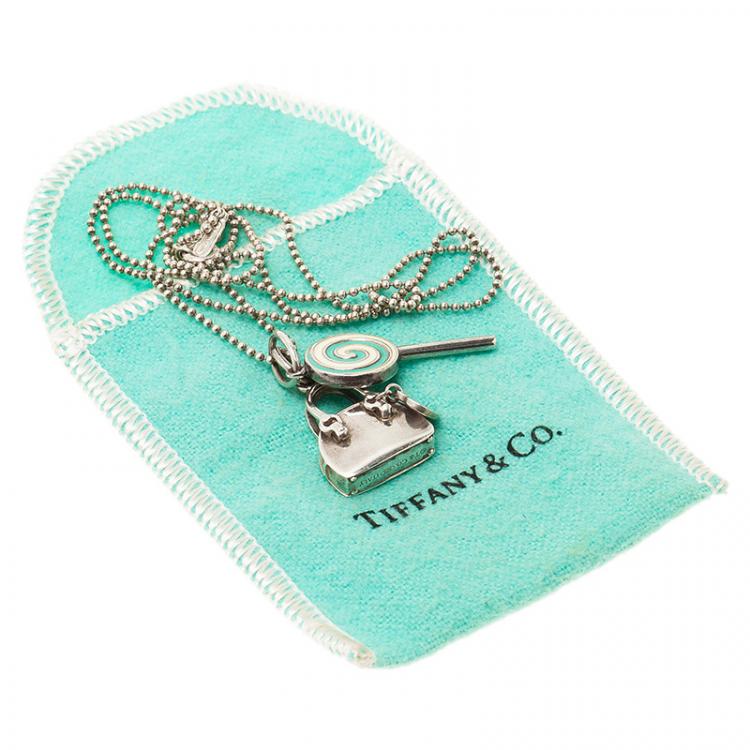 Pre Owned Tiffany & Co. Handbag and Lollipop Charm Silver Necklace