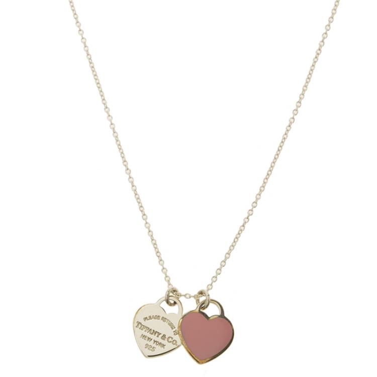 tiffany pink heart tag chain necklace | eBay